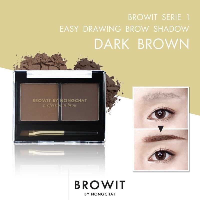 Bột Vẽ Chân Mày Browit Easy Drawing Brow Shadow 4g Free Brow Sticker 2Pairs Series I / Dark Brown
