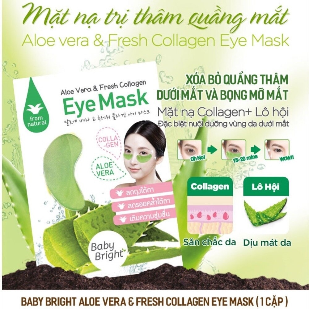 Mặt Nạ Baby Bright Aloe Vera & Fresh Collagen Eye Mask 1 Miếng 2.5g