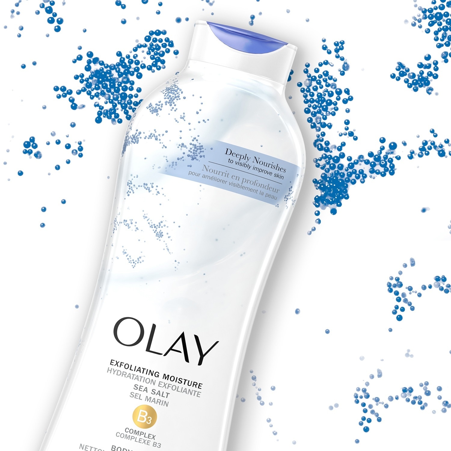 Sữa Tắm Tẩy Tế Bào Da Olay Exfoliating Moisture Sea Salts Hạt Muối Biển 650ml