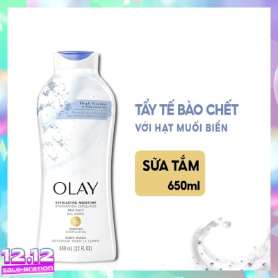 OLAY Sữa Tắm Tẩy Tế Bào Da Olay Exfoliating Moisture Sea Salts Hạt Muối Biển 650ml