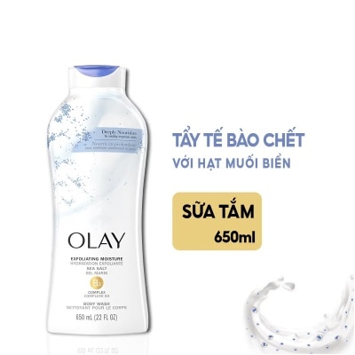 OLAY Sữa Tắm Tẩy Tế Bào Da Olay Exfoliating Moisture Sea Salts Hạt Muối Biển 650ml