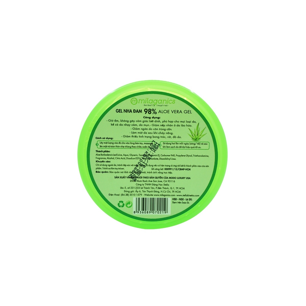 Gel Nha Đam Milaganics 300ml