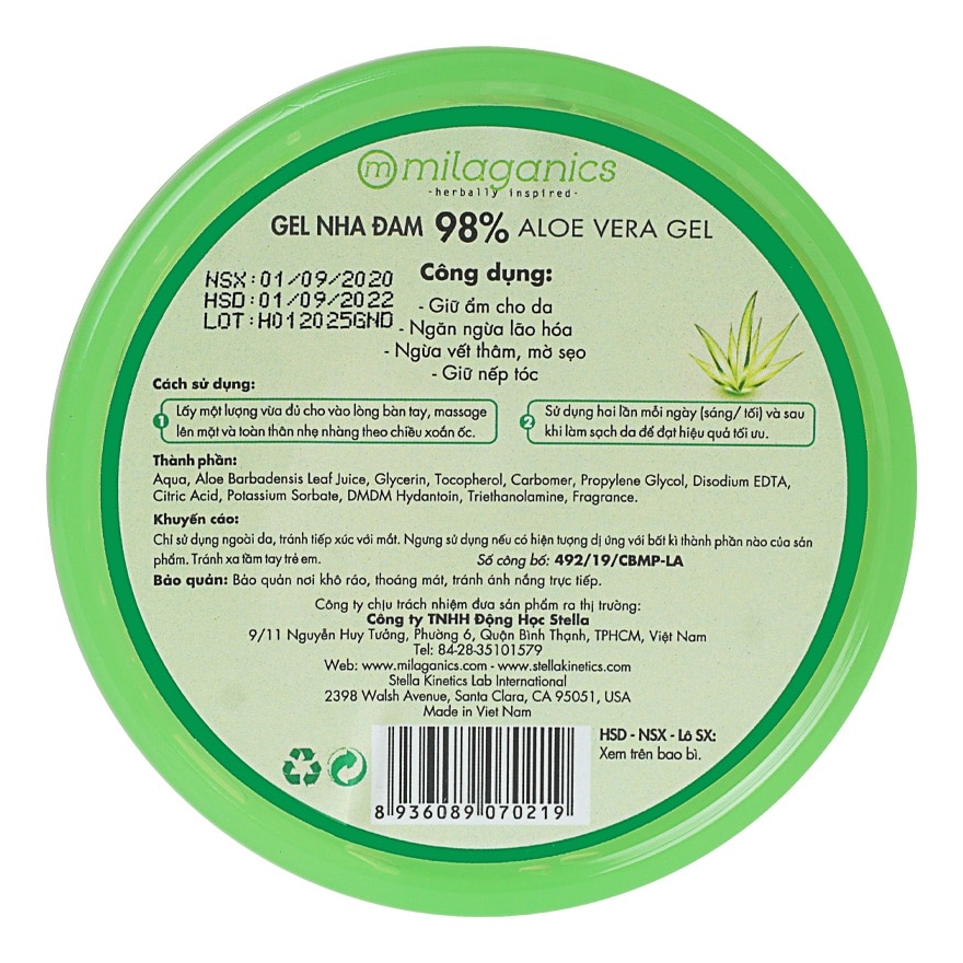 Gel Nha Đam Milaganics 300ml