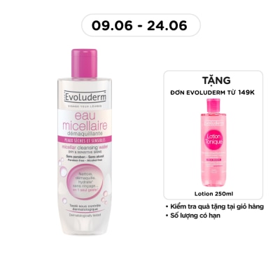EVOLUDERM - Nước Tẩy Trang Evoluderm Cho Da Khô, Nhạy Cảm 250ml