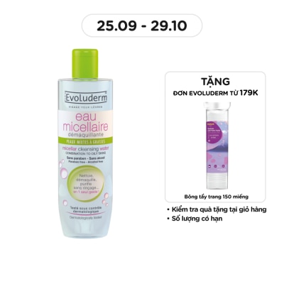 EVOLUDERM Nước Tẩy Trang Evoluderm Cho Da Hỗn Hợp, Nhờn 250ml