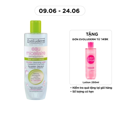 EVOLUDERM - Nước Tẩy Trang Evoluderm Cho Da Hỗn Hợp, Nhờn 250ml