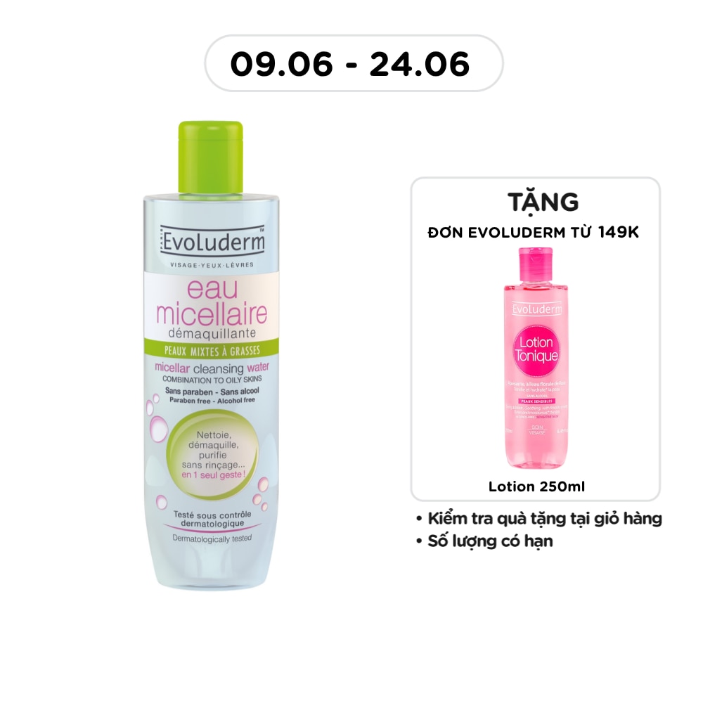 Nước Tẩy Trang Evoluderm Cho Da Hỗn Hợp, Nhờn 250ml