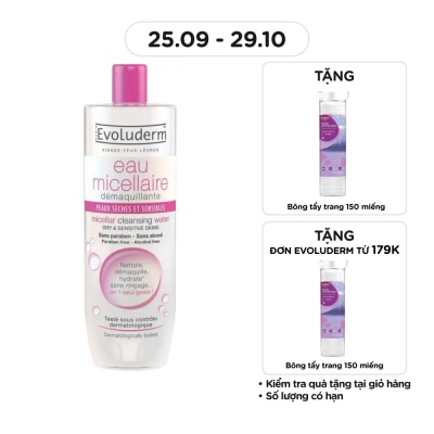 EVOLUDERM Micellar Cleansing Water, Dry & Sensitive Skin 500ml