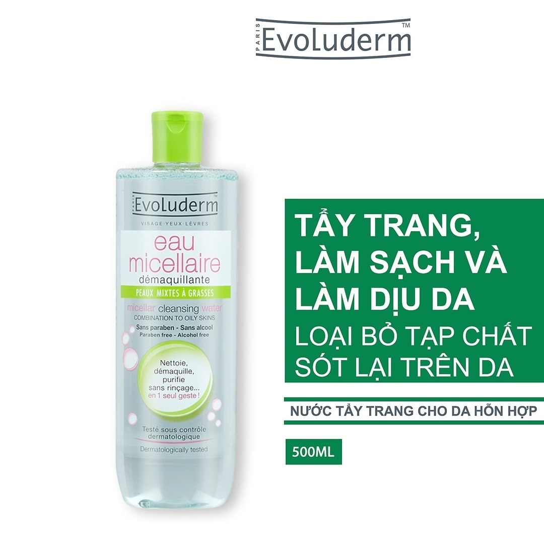 Nước Tẩy Trang Evoluderm Cho Da Hỗn Hợp, Nhờn 500ml