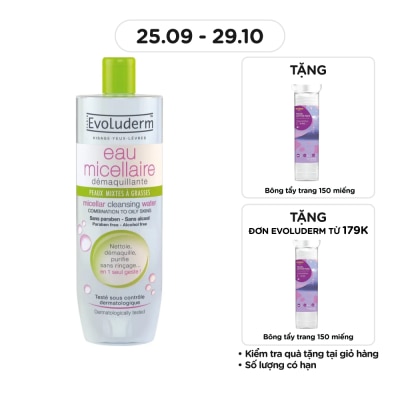 EVOLUDERM Micellar Cleansing Water, Oily Skin 500ml