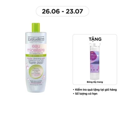 EVOLUDERM Nước Tẩy Trang Evoluderm Cho Da Hỗn Hợp, Nhờn 500ml