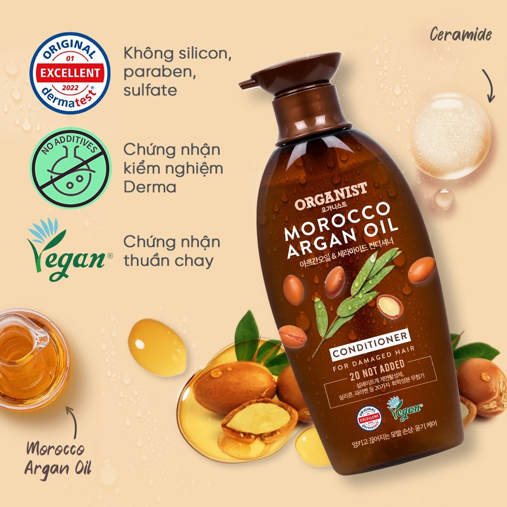 Kem Xả Organist Argan & Repair Conditioner Tinh Dầu Morocco Argan Dành Cho Tóc Hư Tổn 500ml