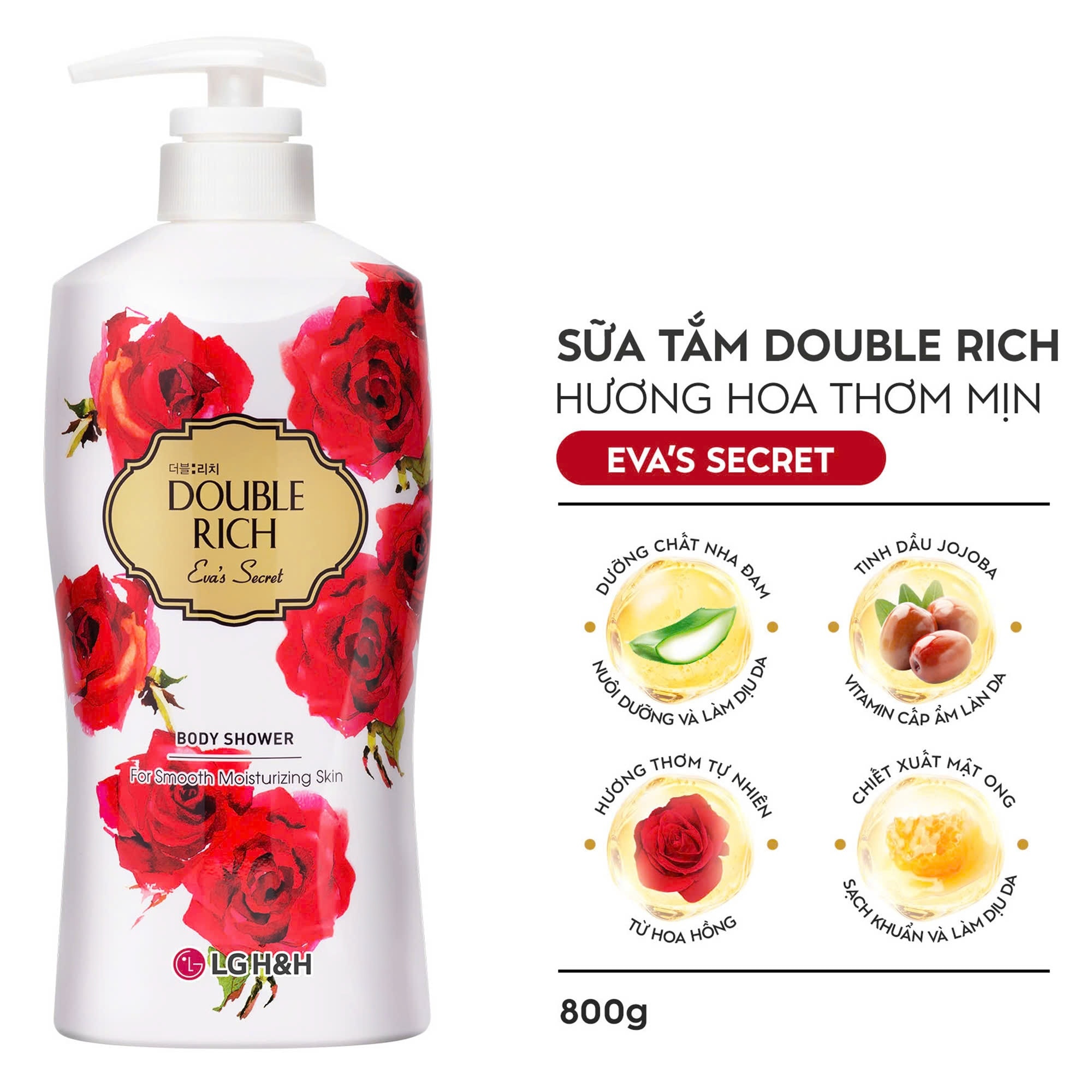 Sữa Tắm Double Rich Hoa Hồng 800g
