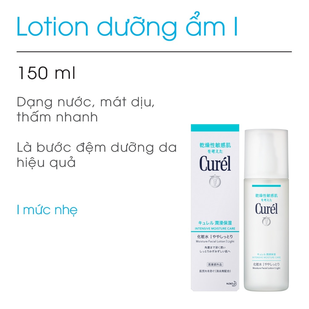 Lotion Dưỡng Da Curél Intensive Moisture Care Moisture Facial Lotion I Light Cấp Ẩm Chuyên Sâu 150ml