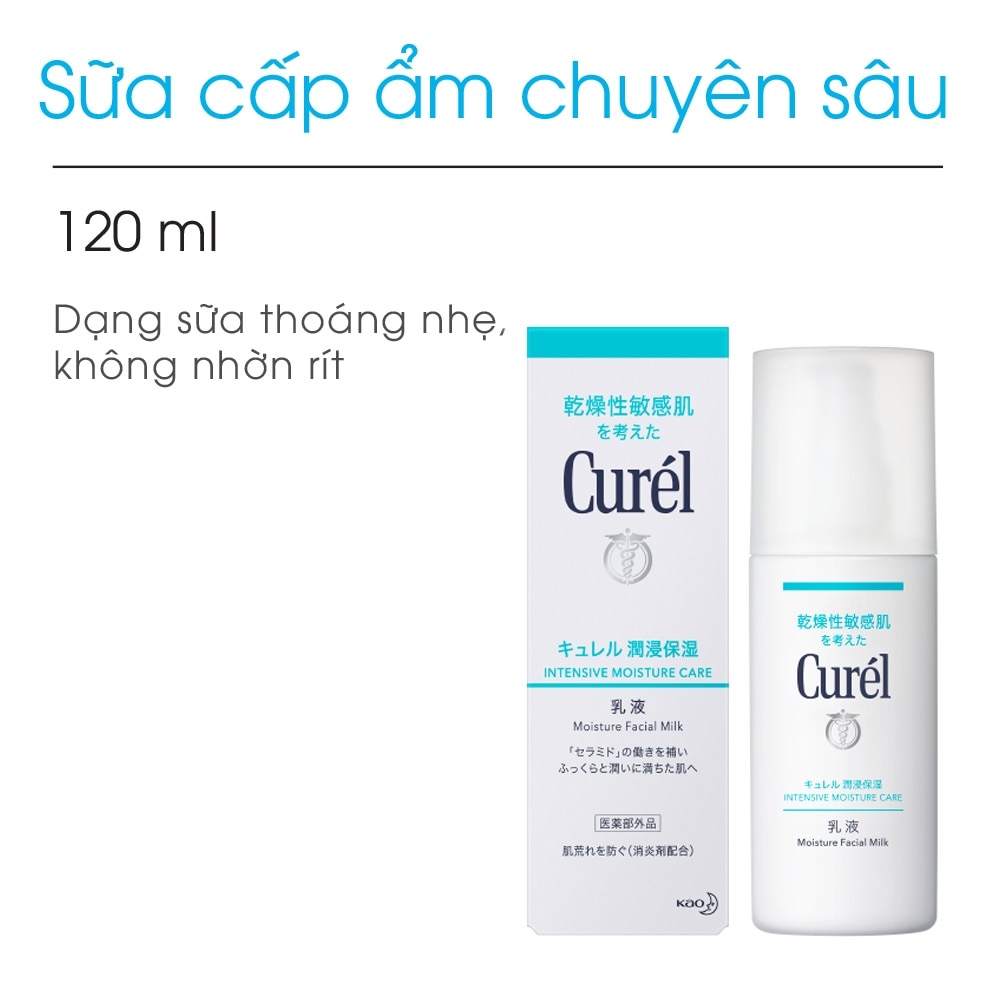 Sữa Dưỡng Da Curél Intensive Moisture care Moisture Facial Milk Cấp Ẩm Chuyên Sâu 120ml