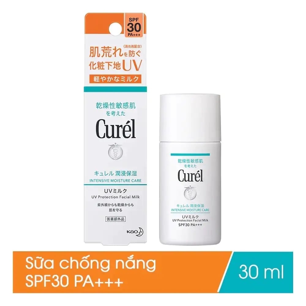 Sữa Chống Nắng Curél Intensive Moisture Care UV Facial Milk SPF30 PA+++ Da Mặt Khô Nhạy Cảm 30ml