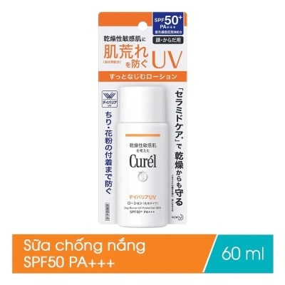 CURÉL Sữa Chống Nắng Curél Day Barrier UV Protection SPF50+ PA+++ Mặt & Toàn Thân Cho Da Khô Nhạy Cảm 60ml