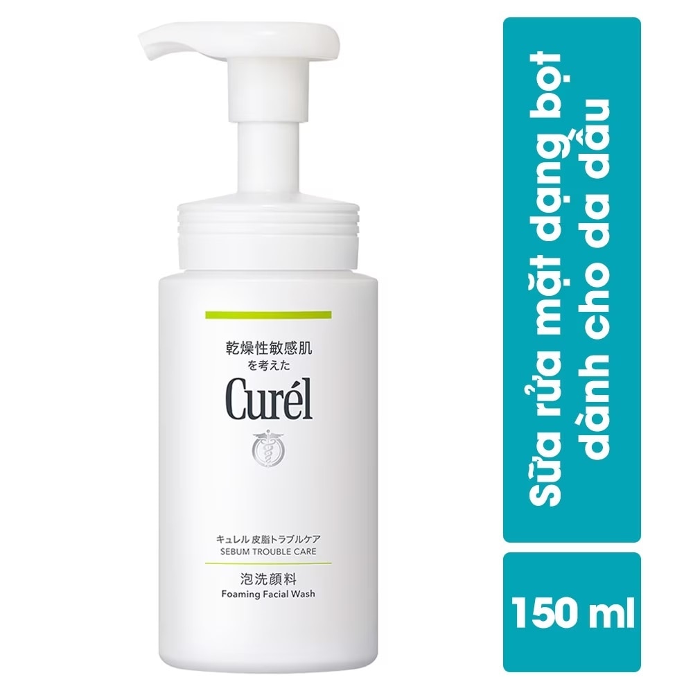 Sữa Rửa Mặt Dạng Bọt Curél Sebum Trouble Care Foaming Facial Wash Dành Cho Da Dầu 150ml