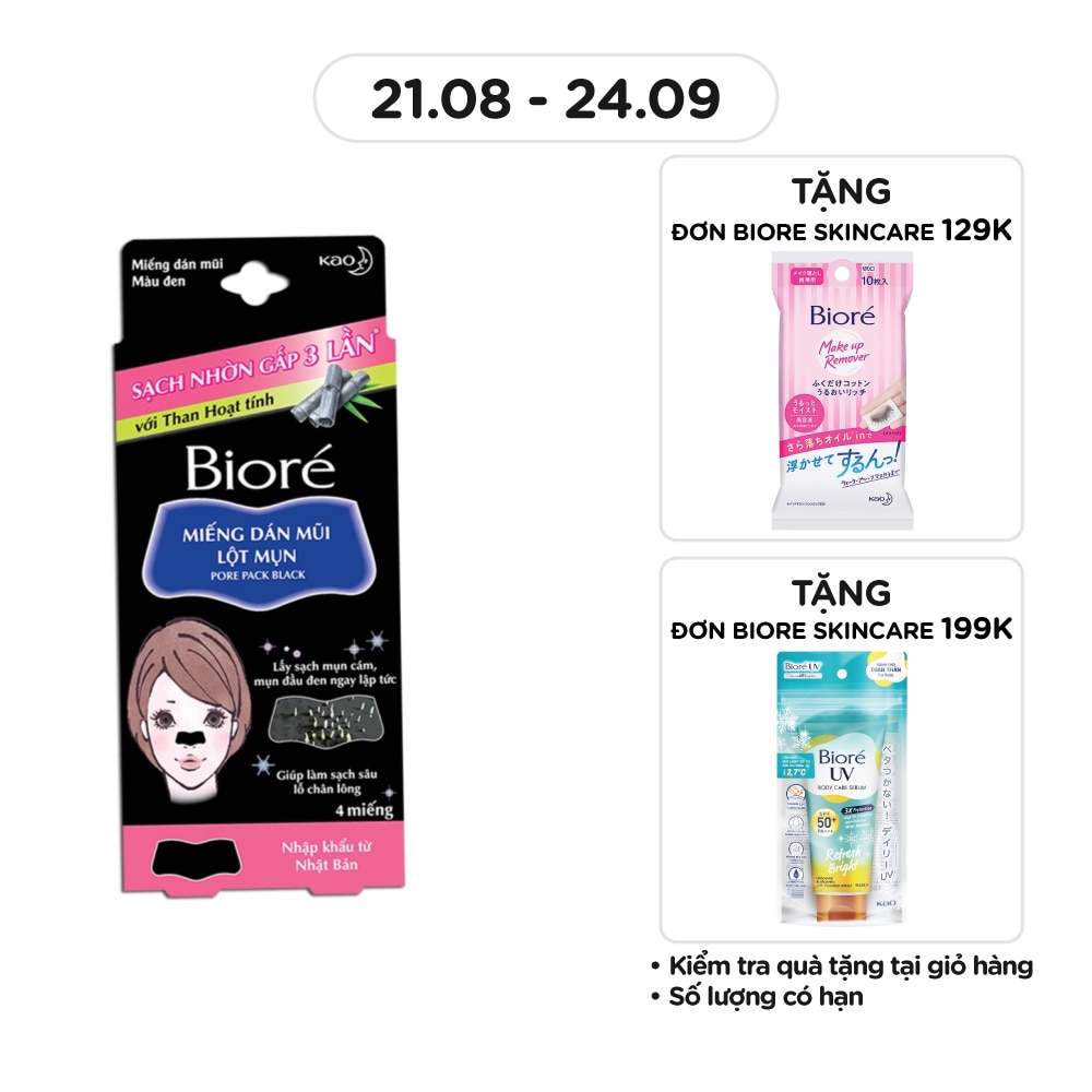 Miếng Dán Mũi Lột Mụn Biore Than Hoạt Tính 4 Miếng