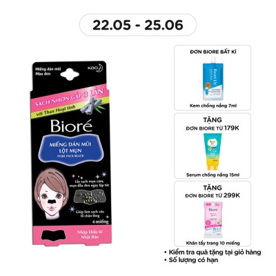 BIORE Miếng Dán Mũi Lột Mụn Biore Than Hoạt Tính 4 Miếng
