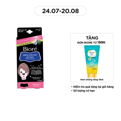 BIORE Miếng Dán Mũi Lột Mụn Biore Than Hoạt Tính 4 Miếng