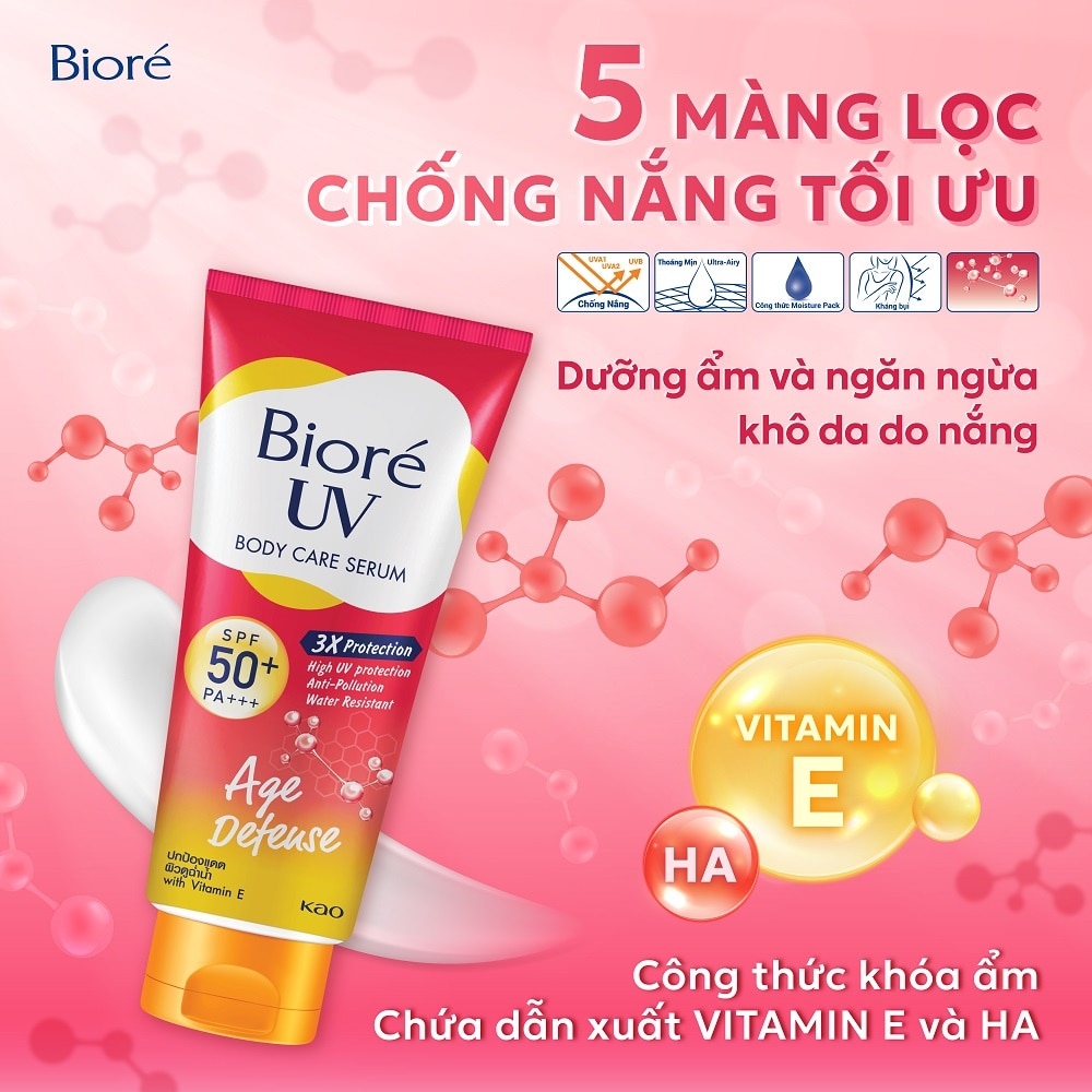 Serum Chống Nắng Dưỡng Thể Biore Kháng Bụi - Tươi Trẻ Rạng Ngời Age Defense 150ml