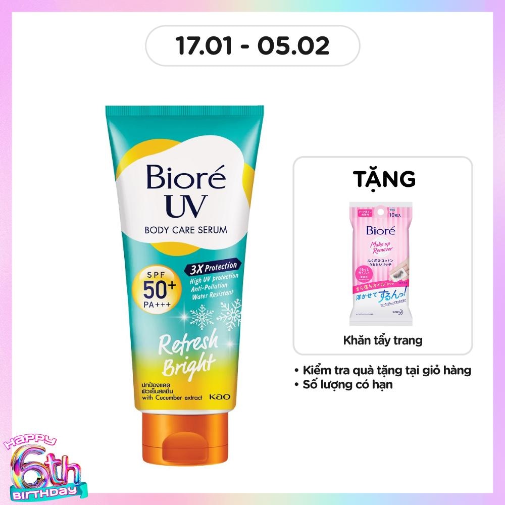 Serum Chống Nắng Dưỡng Thể Biore Kháng Bụi - Sáng Mịn Mát Lạnh Refresh Bright 150ml