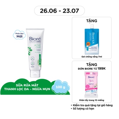 BIORE Sữa Rửa Mặt Biore Thanh Lọc Da - Ngừa Mụn Acne Care 100g