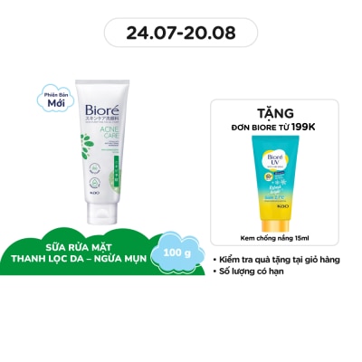 BIORE Sữa Rửa Mặt Biore Thanh Lọc Da - Ngừa Mụn Acne Care 100g