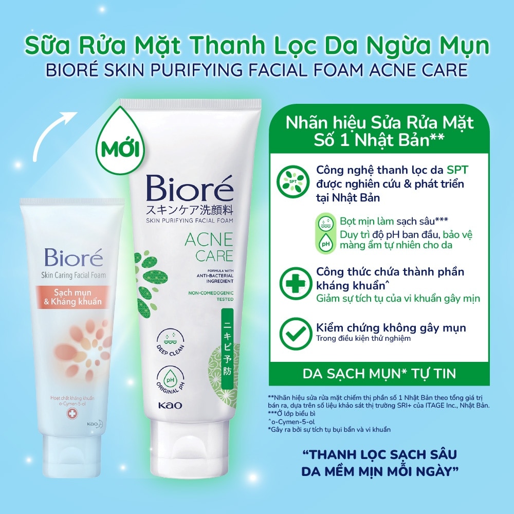 Sữa Rửa Mặt Biore Thanh Lọc Da - Ngừa Mụn Acne Care 100g