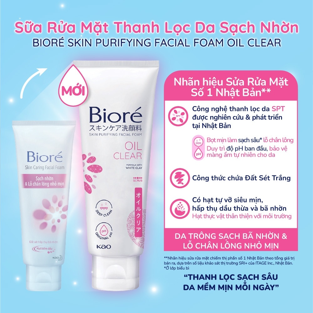 Sữa Rửa Mặt Biore Thanh Lọc Da - Sạch Nhờn Oil Clear 100g