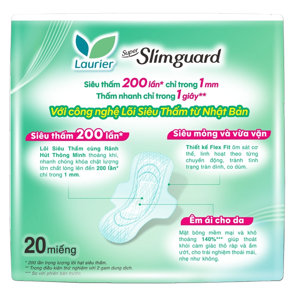 Băng Vệ Sinh Laurier Siêu Mỏng Bảo Vệ 22Cm 20 Miếng image