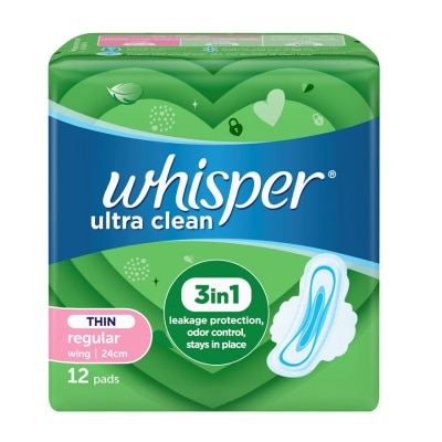 WHISPER Băng Vệ Sinh Whisper Siêu Mỏng Có Cánh 24cm, 10 miếng