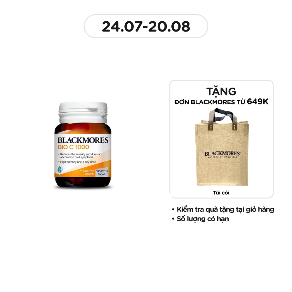 Thực Phẩm Bảo Vệ Sức Khỏe Blackmores Cold Relief Bio C 1000mg Tăng Cường Sức Đề Kháng 31 Viên