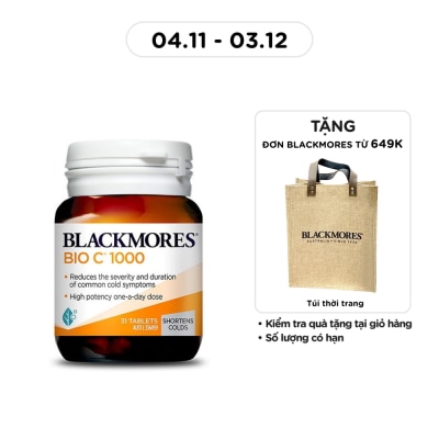 BLACKMORES Thực Phẩm Bảo Vệ Sức Khỏe Blackmores Cold Relief Bio C 1000mg Tăng Cường Sức Đề Kháng 31 Viên