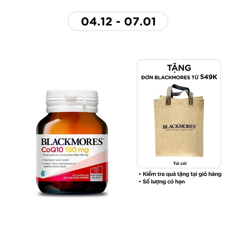 Thực Phẩm Bảo Vệ Sức Khỏe Blackmores Heart Health CoQ10 150mg Hỗ Trợ Tim Mạch 30 Viên