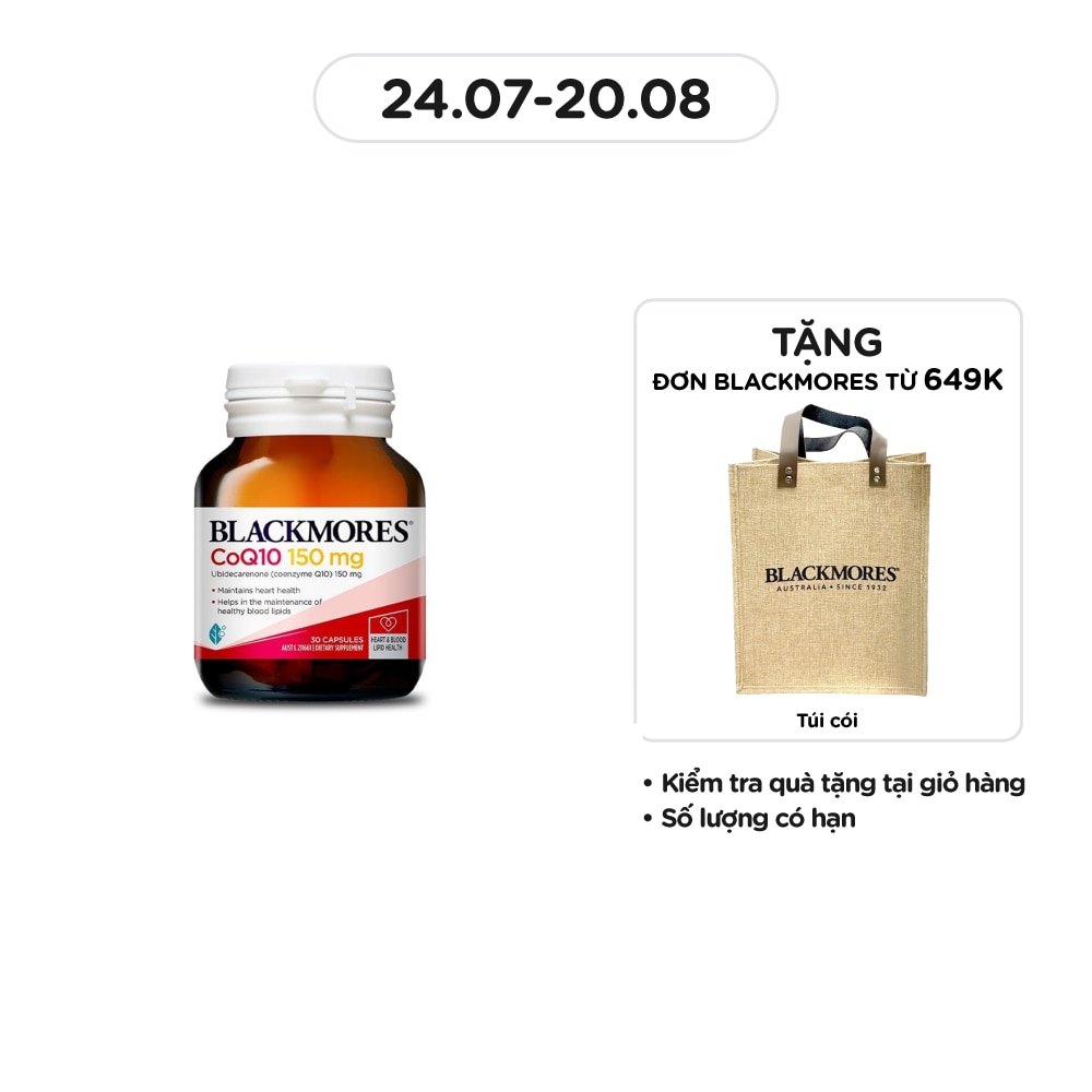 Thực Phẩm Bảo Vệ Sức Khỏe Blackmores Heart Health CoQ10 150mg Hỗ Trợ Tim Mạch 30 Viên