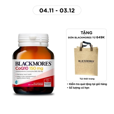 BLACKMORES Thực Phẩm Bảo Vệ Sức Khỏe Blackmores Heart Health CoQ10 150mg Hỗ Trợ Tim Mạch 30 Viên