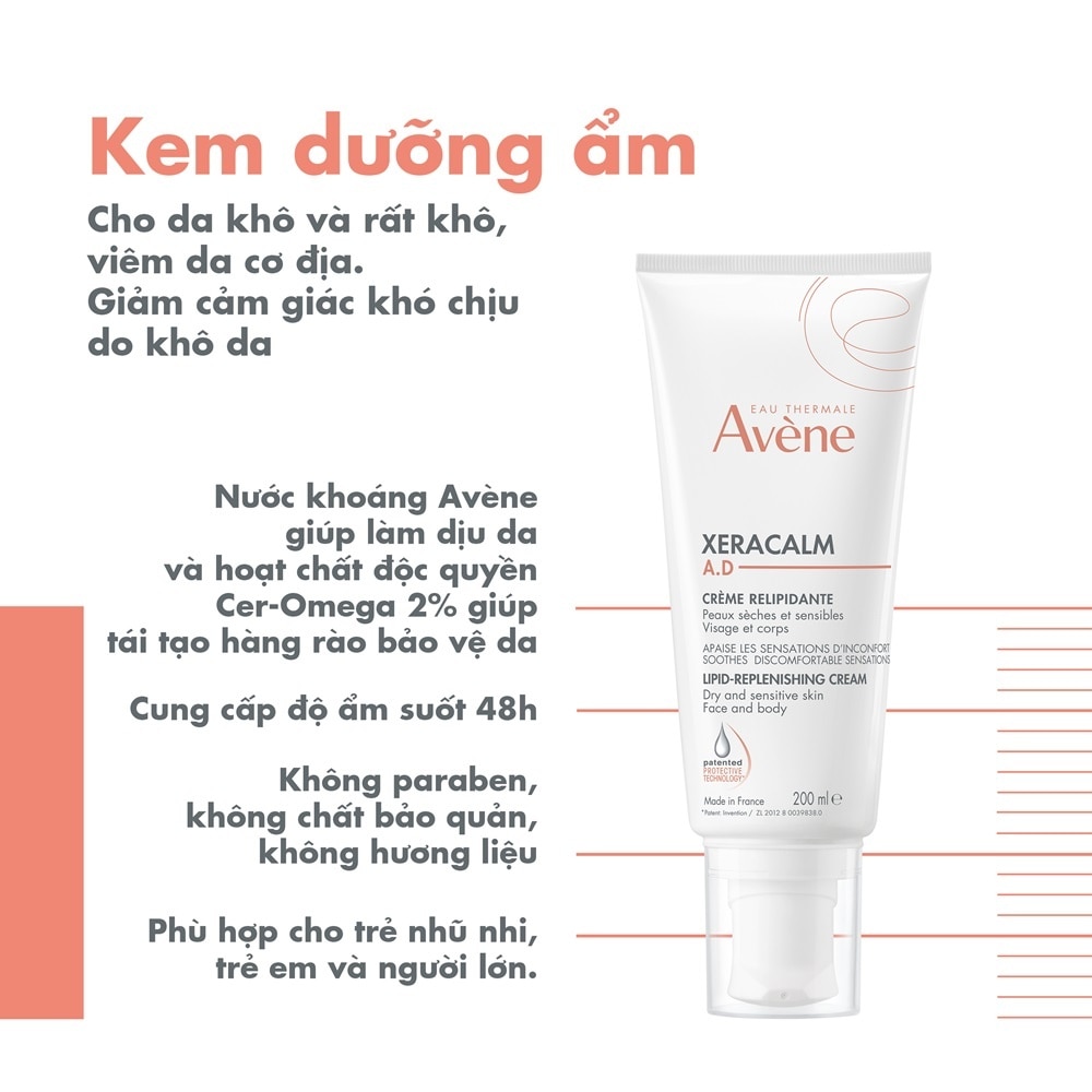 Kem Dưỡng Ẩm Avène Dùng Cho Da Khô Ngứa 200ml