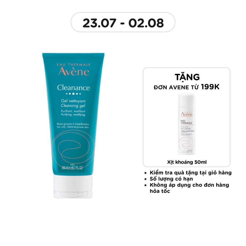 Gel Rửa Mặt Avène Cho Da Dầu Mụn Giúp Làm Sạch Sâu Bụi Bẩn, Giảm Bã Nhờn 200ml image