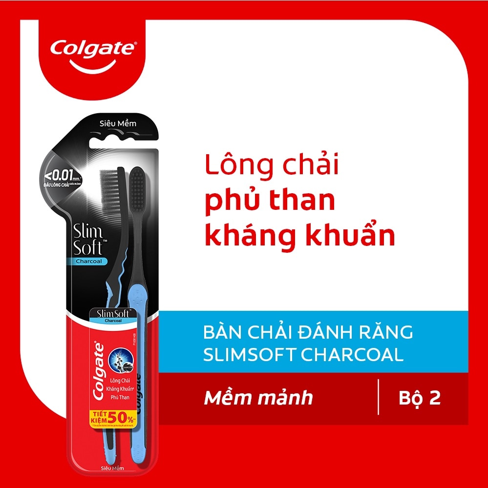 Slim Soft Charcoal Toothbrush Twinpack