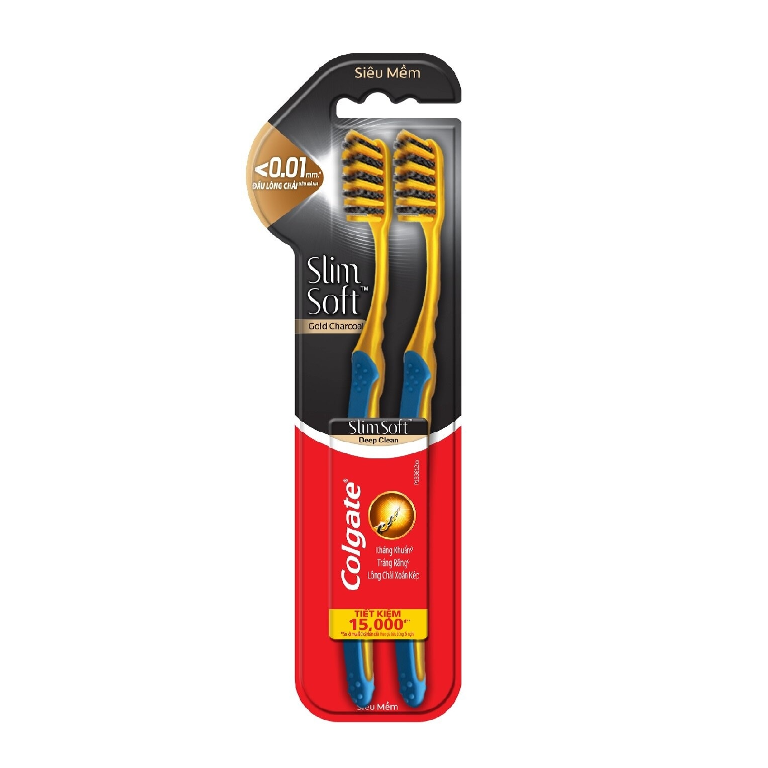 Colgate SlimSoft Gold Charcoal Toothbrush Twinpack