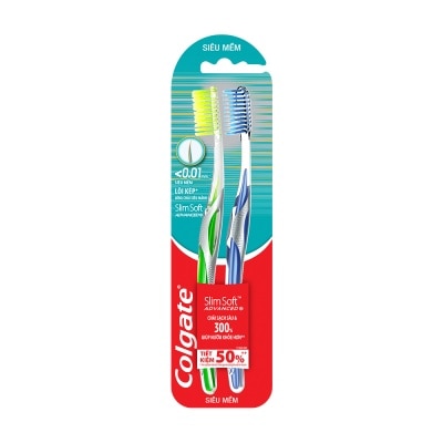 COLGATE Bàn Chải Đánh Răng Colgate SlimSoft Advanced Siêu Mềm Mảnh Chăm Sóc Nướu Bộ Đôi