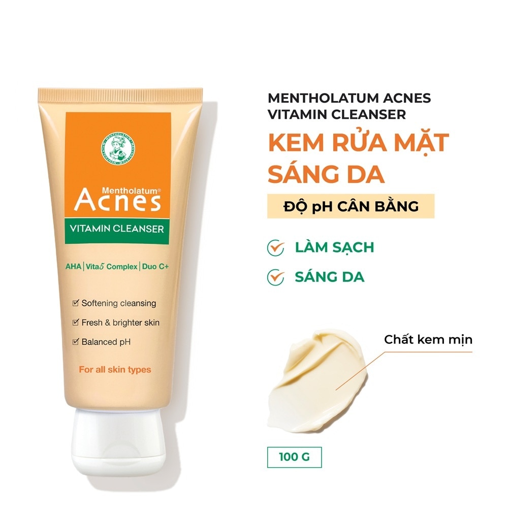 Kem rửa mặt Mentholatum Acnes Vitamin Cleanser 100g