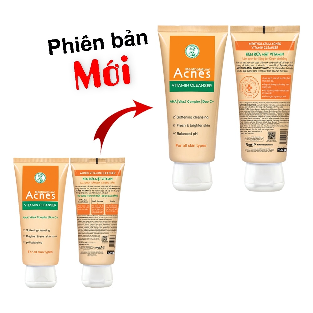 Kem rửa mặt Mentholatum Acnes Vitamin Cleanser 100g