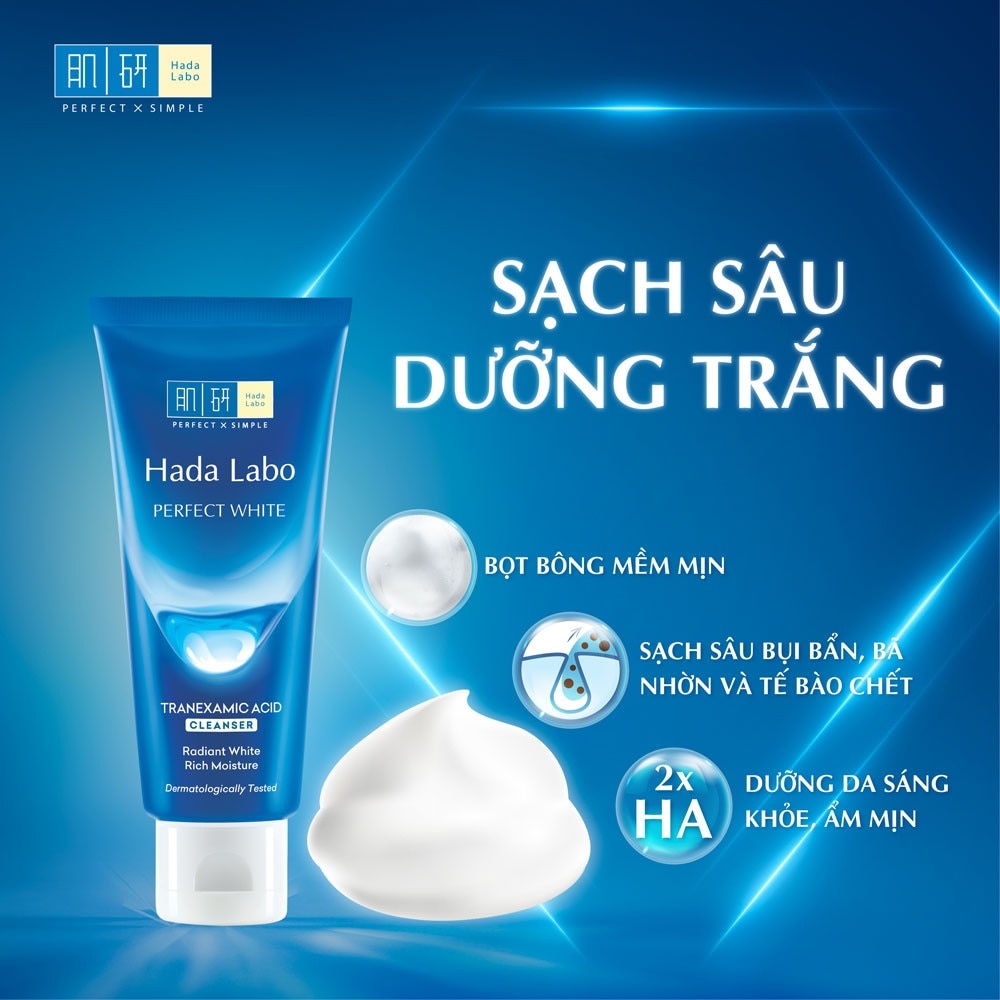 Sữa Rửa Mặt Hada Labo Perfect White Dưỡng Trắng Da Hoàn Hảo 80g