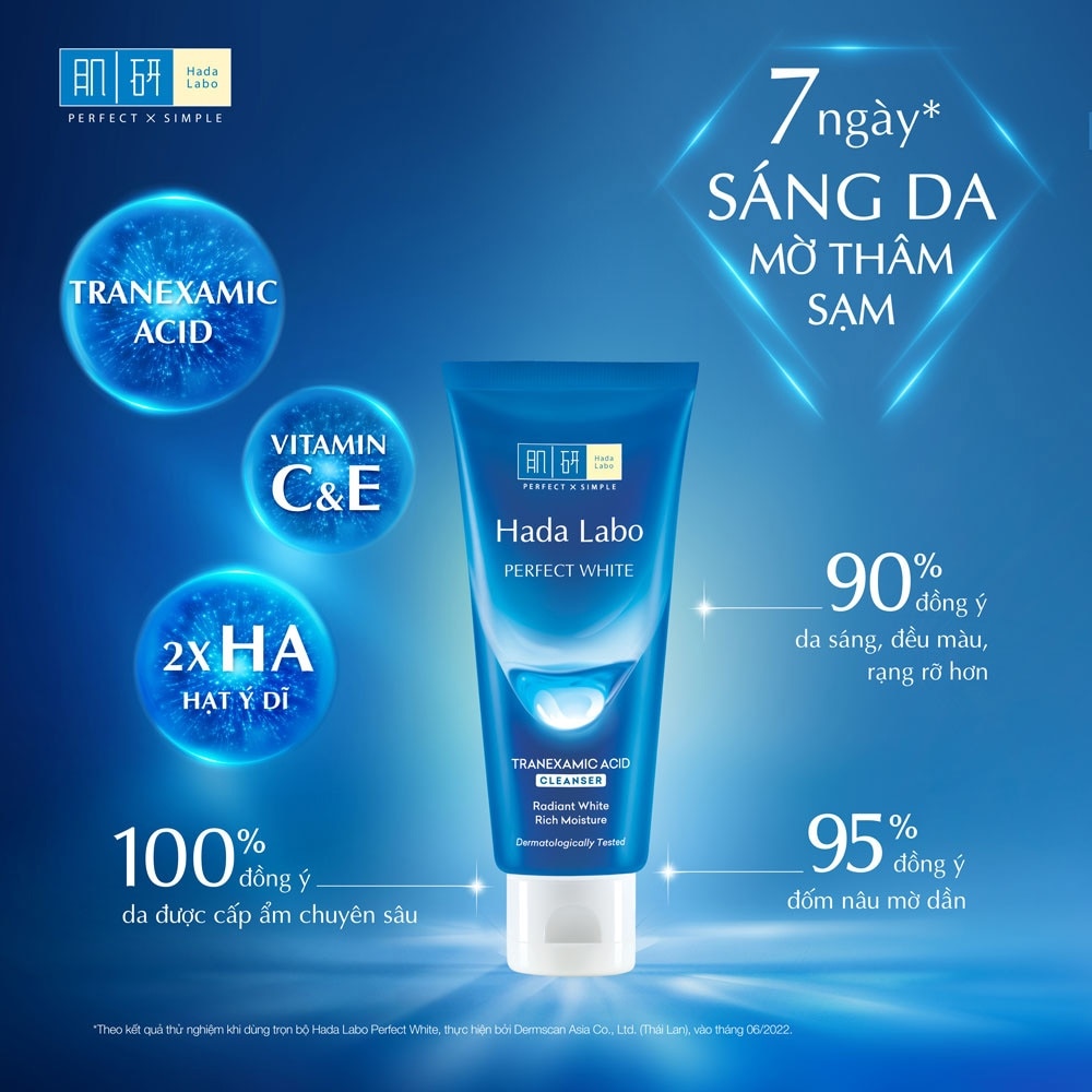 Sữa Rửa Mặt Hada Labo Perfect White Dưỡng Trắng Da Hoàn Hảo 80g