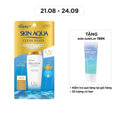 SUNPLAY Sữa Chống Nắng Dưỡng Da Trắng Mịn Tối Ưu Sunplay Skin Aqua Clear White SPF50+ 25g