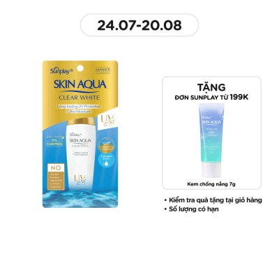 SUNPLAY Sữa Chống Nắng Dưỡng Da Trắng Mịn Tối Ưu Sunplay Skin Aqua Clear White SPF50+ 25g