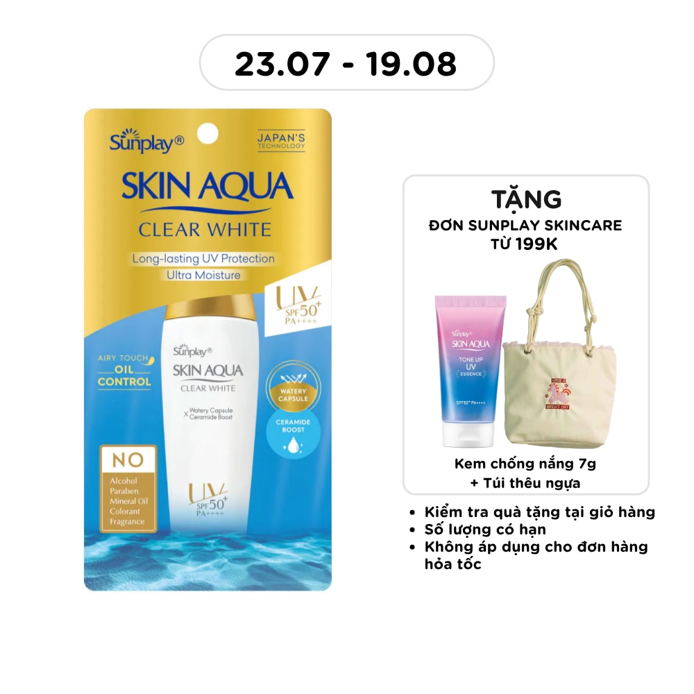 Sữa Chống Nắng Dưỡng Da Trắng Mịn Tối Ưu Sunplay Skin Aqua Clear White SPF50+ 25g
